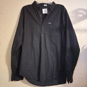 Mens hollister black button up stretch